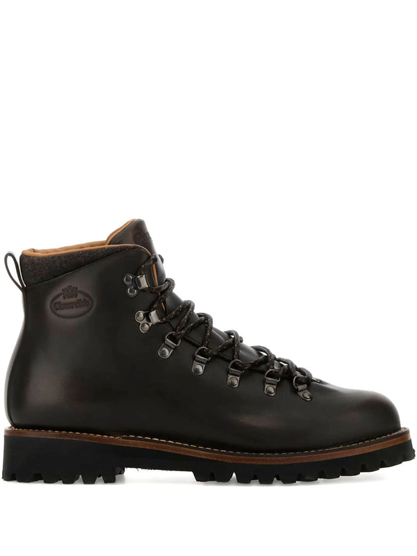 Botines Poulton con cordones en piel cepillada ahumada