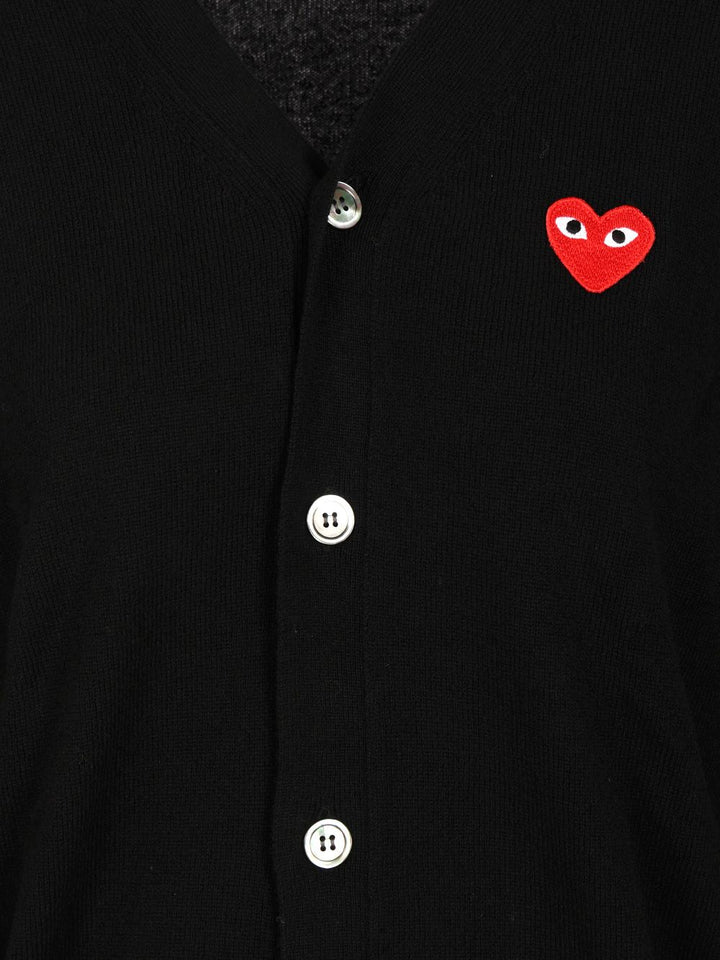 Comme Des Garcons Play Wool Cardigan Knitwear - Nero | 1056dd8c77c0a3e8fac0d881100afac979785a4f