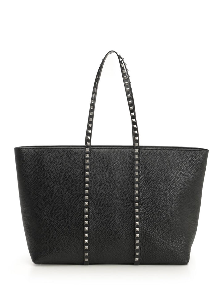 Valentino Garavani Rockstud Leather Tote Bag Shoulder Bags - Nero | 18688eb928bb3275506e8f812eb9307920726d15