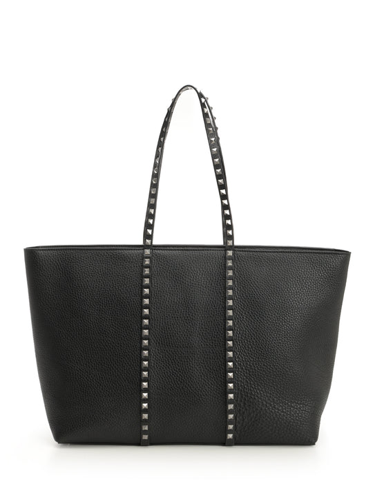Rockstud Leather Tote Bag Shoulder Bags Nero