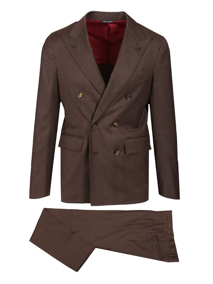 Al Duca D'Aosta Flannel Double-Breasted Suit Abiti - Marrone | 3403aa0e17ffd06af248a683e26fad8b749a8895