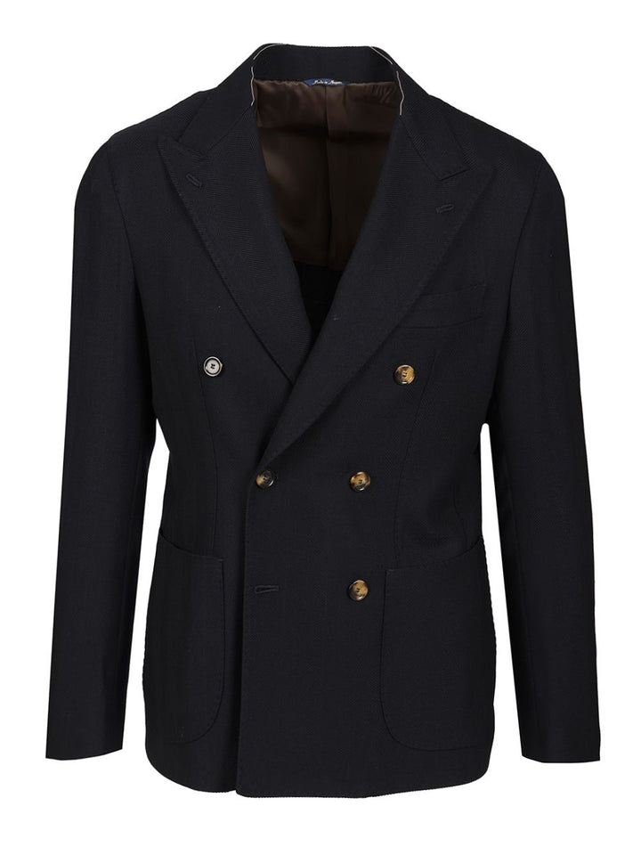 Al Duca D'Aosta Blue Herringbone Double-Breasted Blazer Giacche - Blu | d017054ae62e33c1fcdf21b7eff951894dfed257
