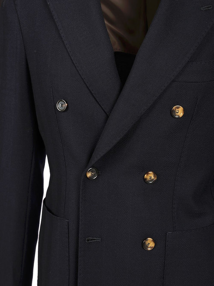Al Duca D'Aosta Blue Herringbone Double-Breasted Blazer Giacche - Blu | 7201d37a63e8f6aa60ea585cdd2b7caba032b14f