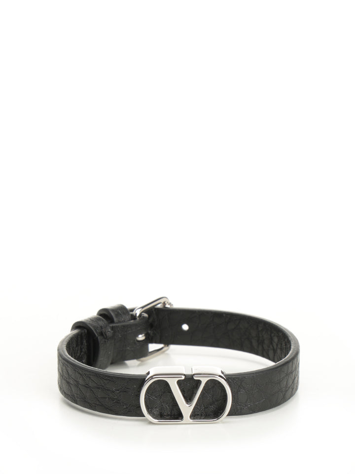 Valentino Garavani Vlogo Signature Leather Bracelet Gioielli - Nero | 1693c0b8f0a5ef233c2e66d832e84fa66a23fda0