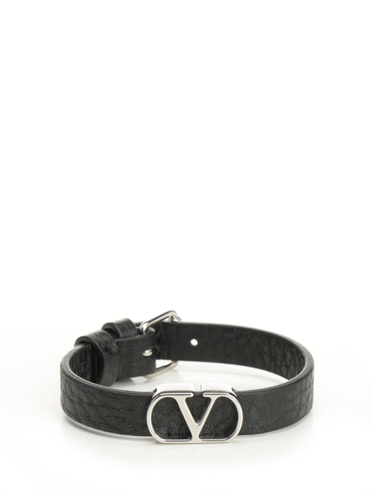 Vlogo Signature Leather Bracelet Gioielli Nero