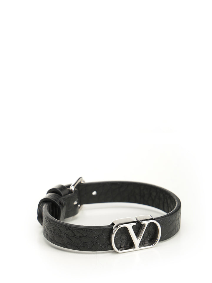 Valentino Garavani Vlogo Signature Leather Bracelet Gioielli - Nero | 001883419dba4c80436a3e17375f4a242039847d