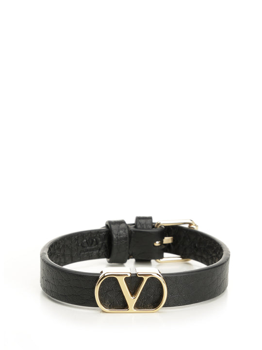 Vlogo Signature Leather Bracelet Gioielli Nero