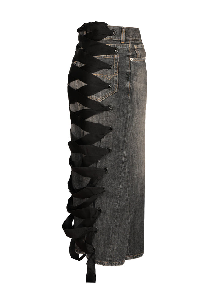 Balenciaga Lace-Up Skirt Gonne - Grey | fc592ec9e54c92466257ef1a083b871ad361b07b