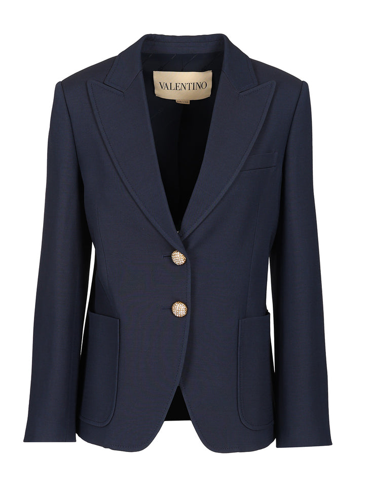 Valentino Garavani Crepe Couture Blazer Giacche - Blu | 8f9a8c624cda9380ab75ddd76101d5b968d72b79
