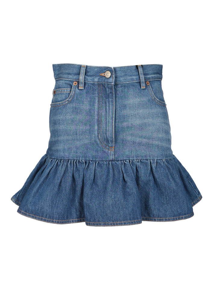 Valentino Garavani Denim Mini Skirt Gonne - Blu | d72938ae8b47d54dd7b63f53dfba5f0cf47eb6af