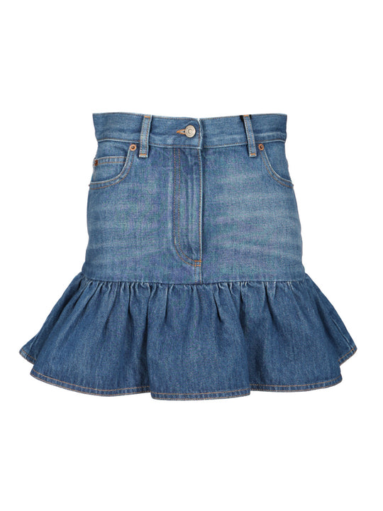 Denim Mini Skirt Gonne Blu