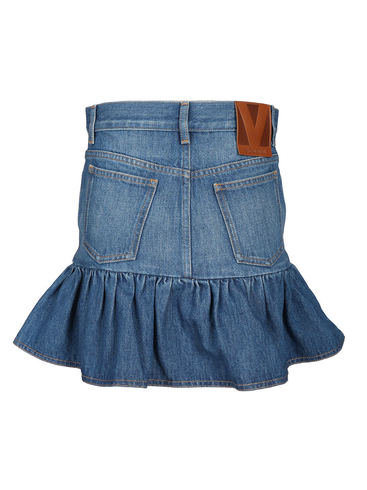 Valentino Garavani Denim Mini Skirt Gonne - Blu | f26f26f90df673a8b099954a8fd45d59d617a6a2