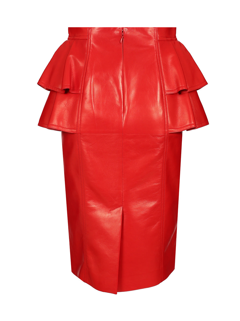 Valentino Garavani Leather Midi Skirt Gonne - Rosso | 66eabc809fcc76e30e1891fbcc7b1d3e67b7d3d5