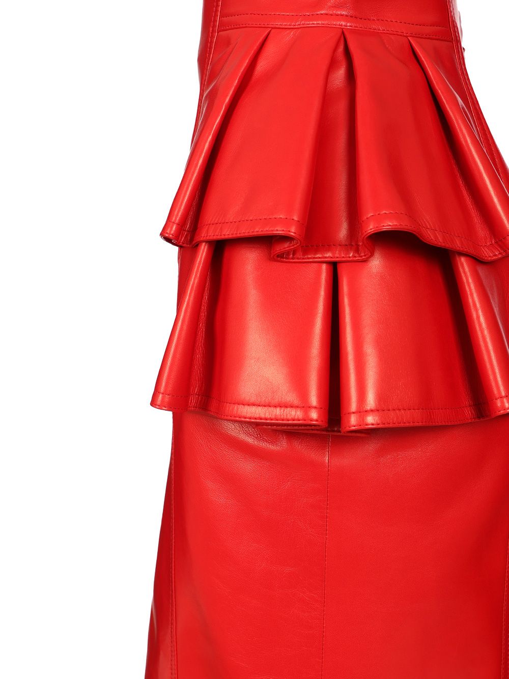 Valentino Garavani Leather Midi Skirt Gonne - Rosso | e2894f35415a150797bd3bcb10b34d98e59cc1b9