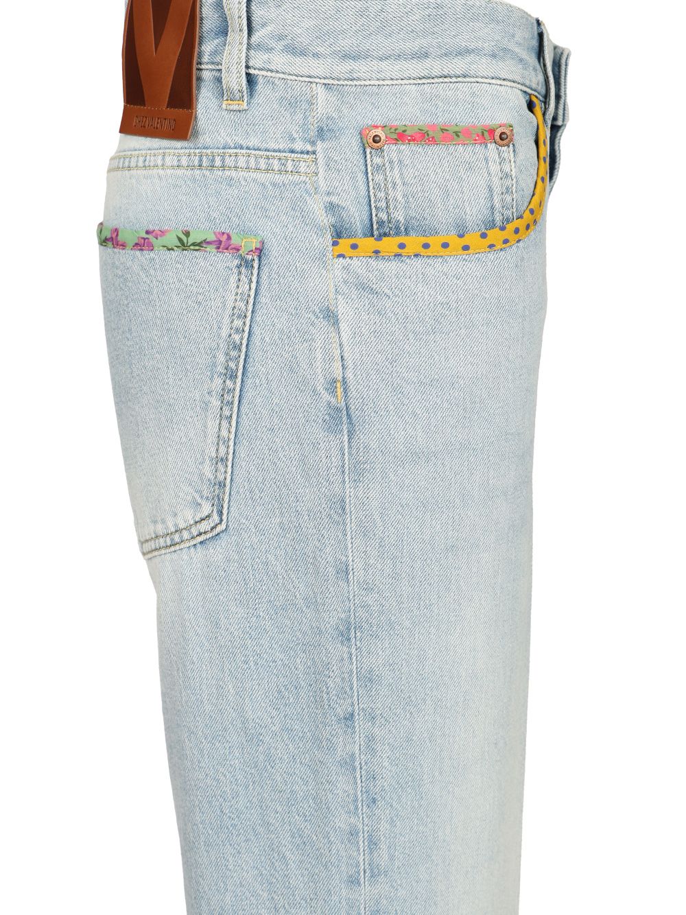 Valentino Garavani Denim Trousers With Embroidered Flower Trim Jeans - Blu | 49b5c96e73a7c6f8914f51e132a0739831c2d527