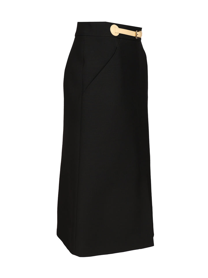 Valentino Garavani Wool And Silk Midi Skirt Gonne - Nero | ffc7abc692dc9447a951b41aa1e415266f1e70c3