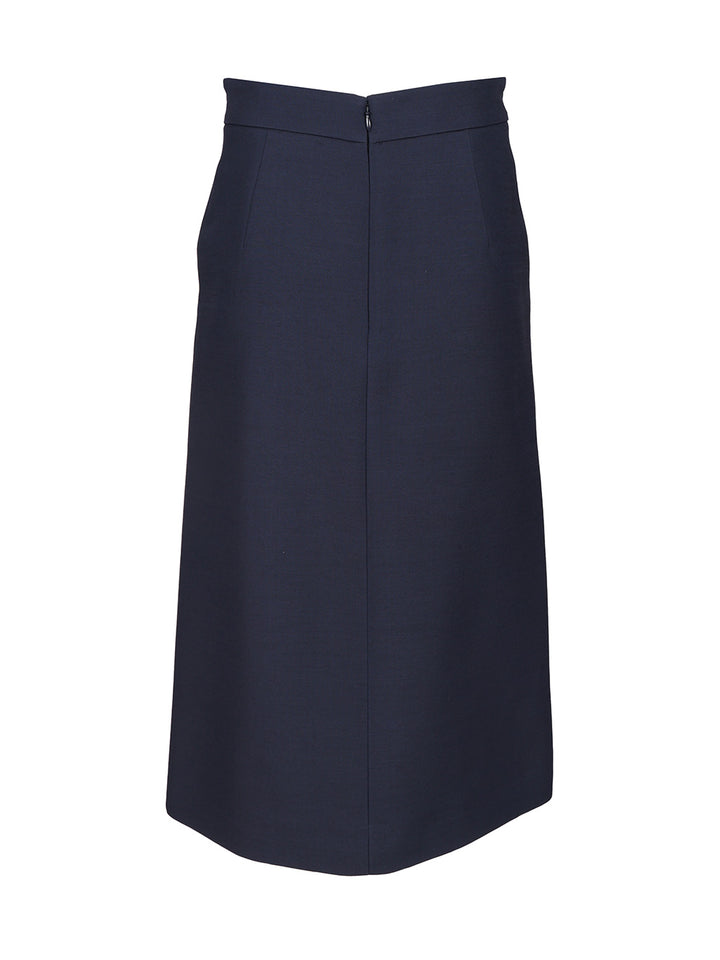 Valentino Garavani Wool And Silk Midi Skirt Gonne - Blu | 833f05f40c299d39a278065e2a15a4a89c5d3b8a