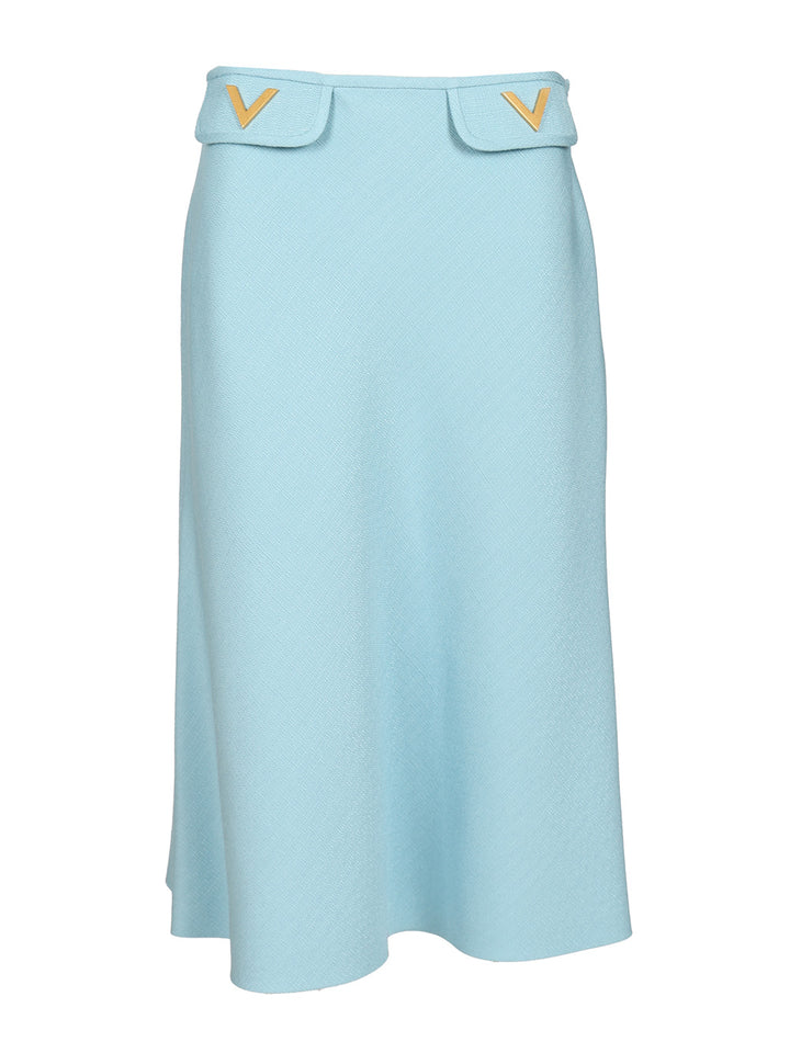 Valentino Garavani Viscose Midi Skirt Gonne - Light blue | 84703720fef7910985bfb85b599da38187f222fc