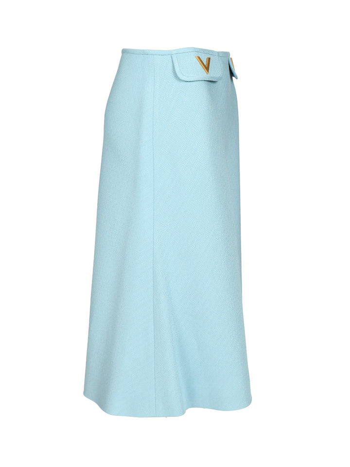 Valentino Garavani Viscose Midi Skirt Gonne - Light blue | e6a194c4354ab49eaedb8fc52b931ec9f9afb23f