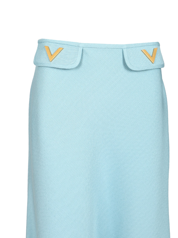 Valentino Garavani Viscose Midi Skirt Gonne - Light blue | 4cd5a74bbfc3aadb00a338d66d463229732a5ed8