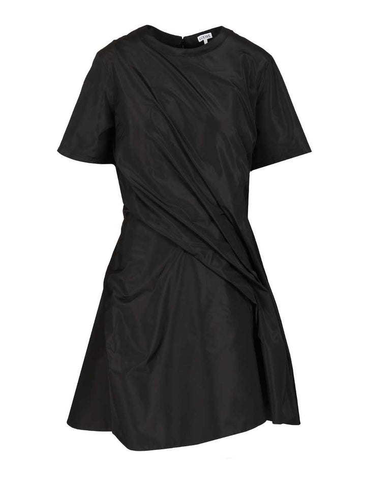 Loewe Twisted Dress In Silk Blend Taffeta Abiti - Nero | d6df3cfe9033dffebd2db9938655ac117a33d368