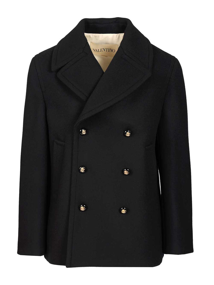 Valentino Garavani Wool Pea Coat Coats - Blu | e74e80c9482b74fb2d098384191579e46f2e4f97