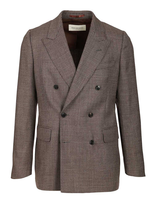 Regular Fit Double Breasted Blazer Coats Marrone