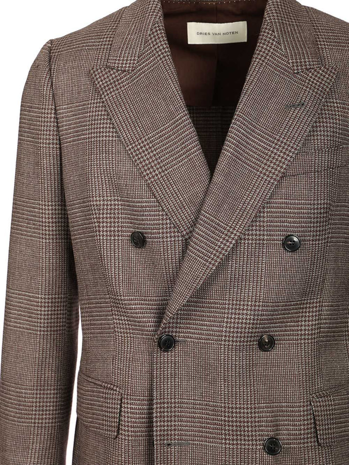 Dries Van Noten Regular Fit Double Breasted Blazer Coats - Marrone | 0abb2fc60b7e3e27f6241f4444b6102680ae9d85