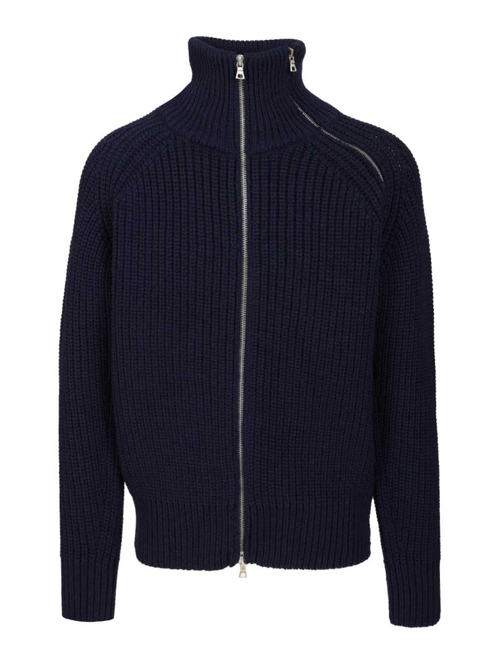 Dries Van Noten Zip Cardigan Knitwear - Blu | 36edbff91339c3448f4114965cc51ba4dafc7e10