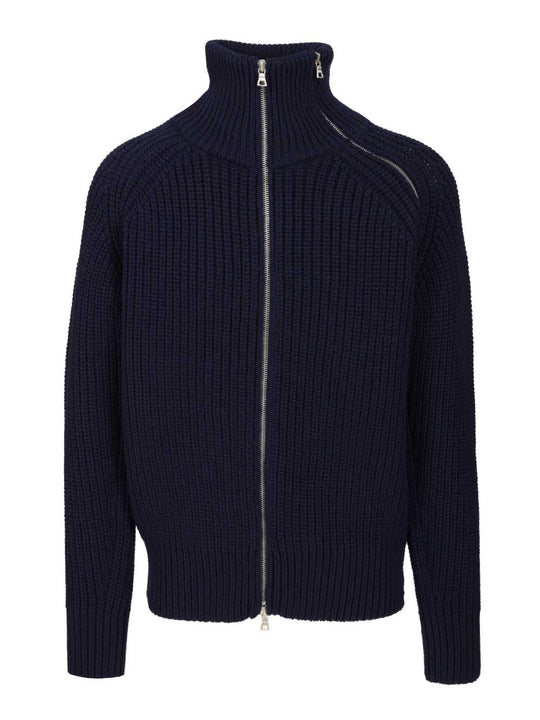 Zip Cardigan Knitwear Blu
