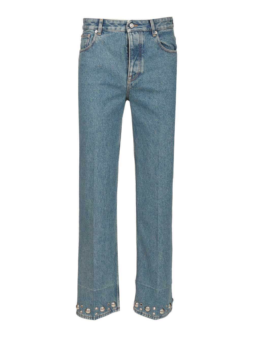 Valentino Garavani Denim Trousers With Cabochons Jeans - Blu | 700c0377b5b11dc8a3e8b497ddb5dac3bc7df555
