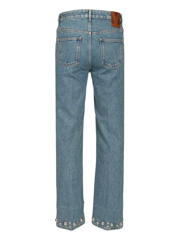 Valentino Garavani Denim Trousers With Cabochons Jeans - Blu | 7641af5899ee81c12800c3acf3bed607615eb5ea