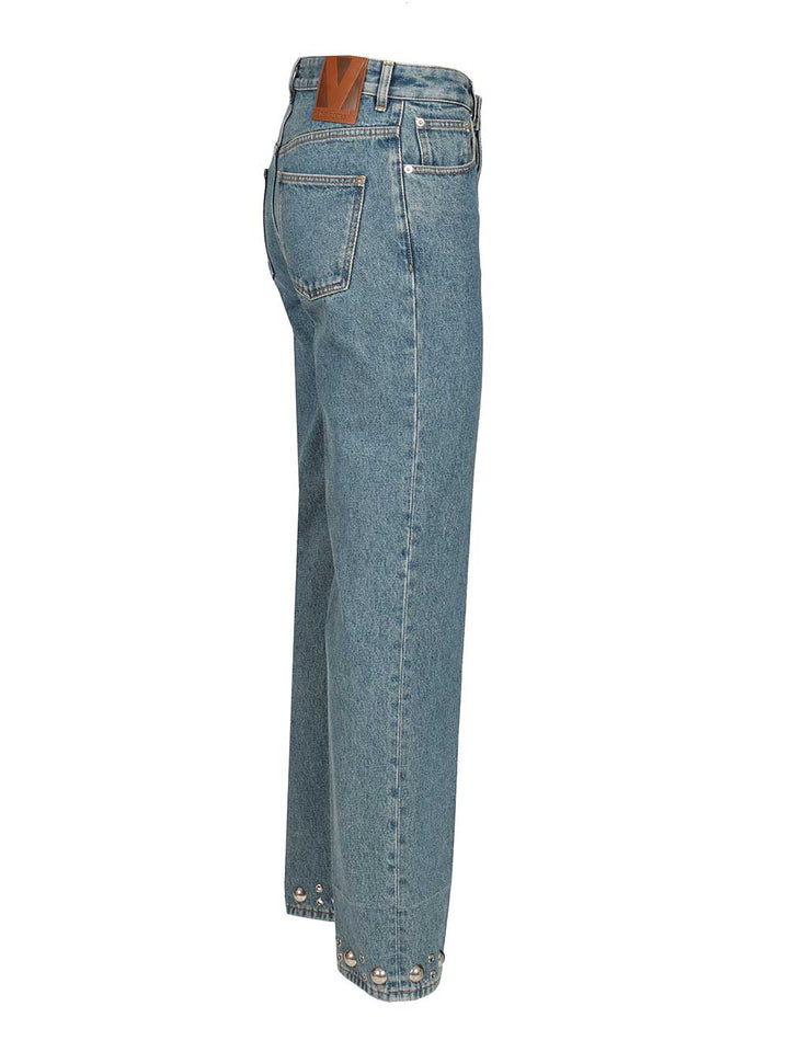 Valentino Garavani Denim Trousers With Cabochons Jeans - Blu | 781ce67e2044286ce04c1b179eb7f10622bd572d