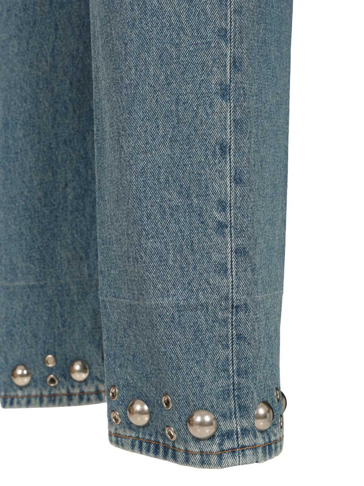 Valentino Garavani Denim Trousers With Cabochons Jeans - Blu | 94d13502c62f1e61f12cf94db179142320559cab