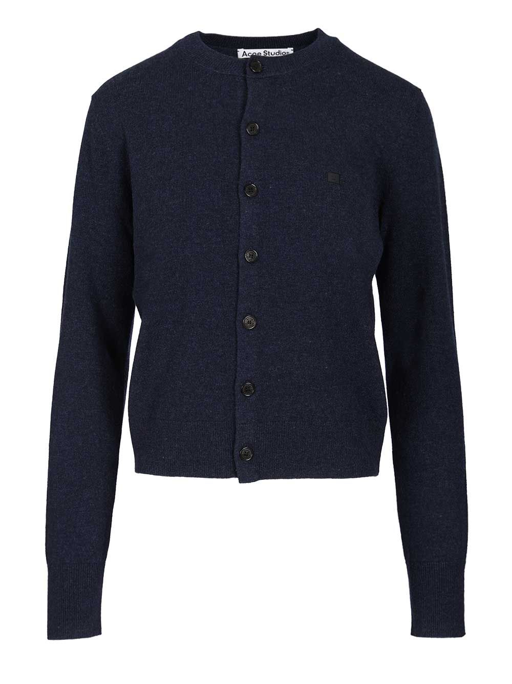 Acne Studios Crew Neck Wool Cardigan Knitwear - Nero | d03a27fff1943ad77dedc4ceea42e807cf1060e9