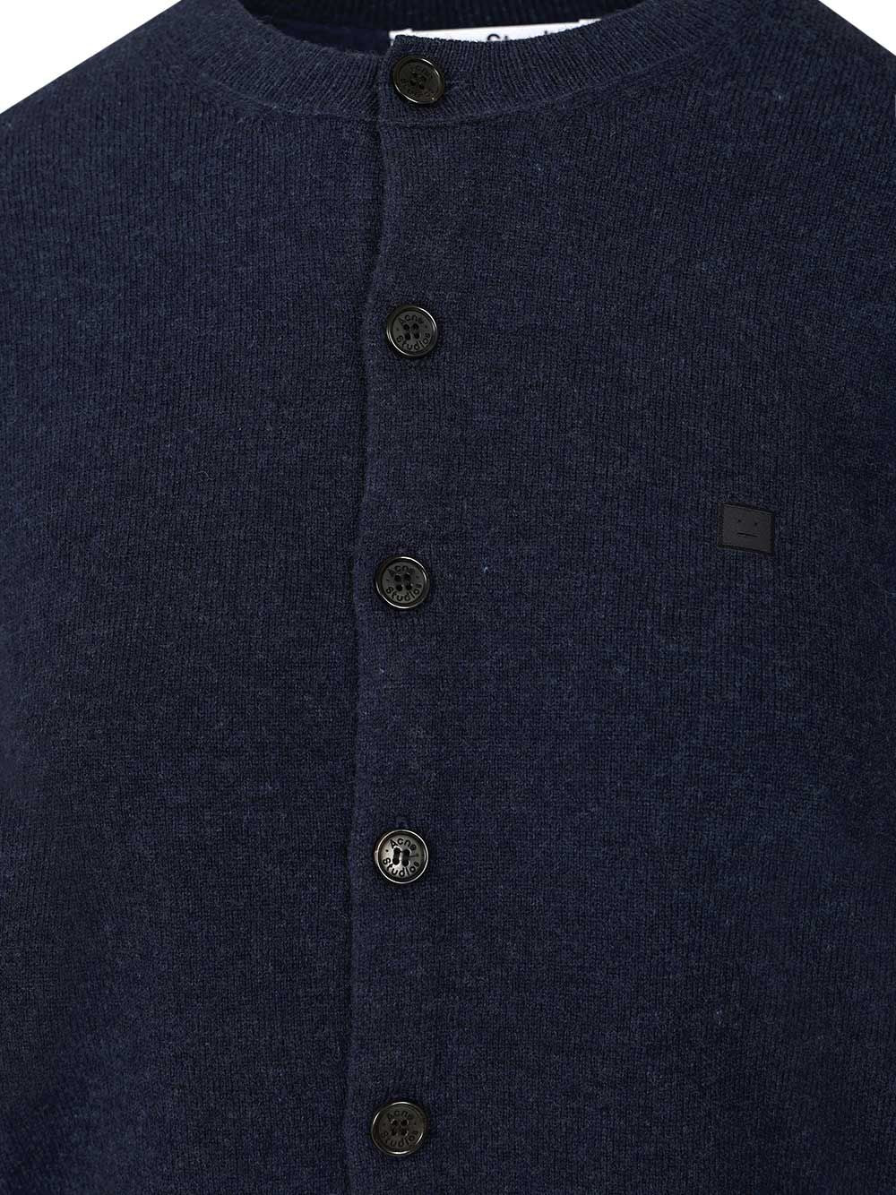 Acne Studios Crew Neck Wool Cardigan Knitwear - Nero | ae9effe42622487de06bfea80b72753b36db8ab6