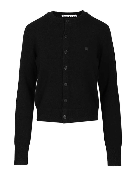Crew Neck Wool Cardigan Knitwear Nero