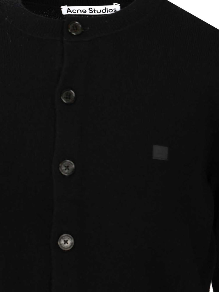 Acne Studios Crew Neck Wool Cardigan Knitwear - Nero | d46a8a9c93027257905c8d29613d6f4ecefc2677