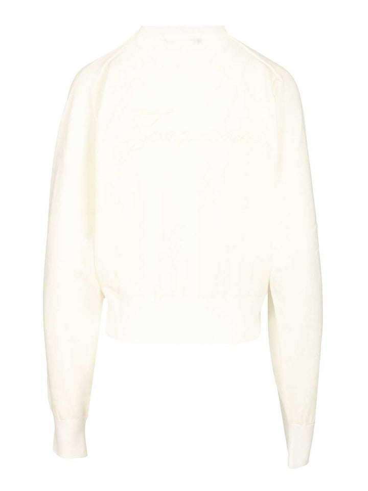 Jacquemus Embroidered Sweater Knitwear - Bianco | 3d57c5604eb45378e0788d8533252446b0627629