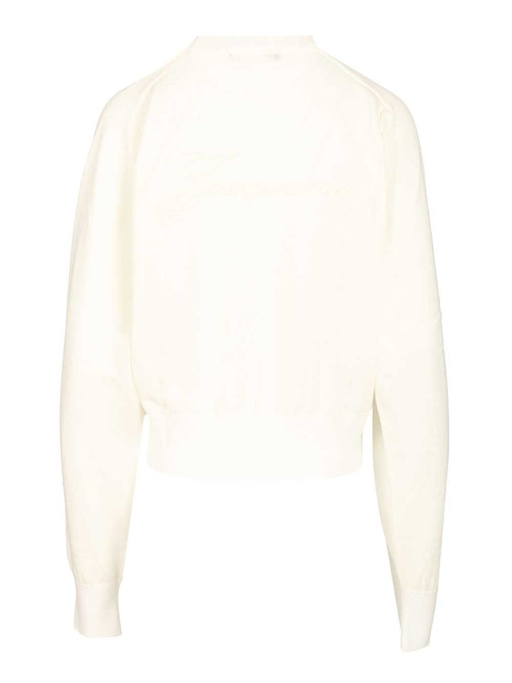 Jacquemus Embroidered Sweater Knitwear - Bianco | 724bf00f1cdc5c5fa8b61a81856ff1f374a55b9d