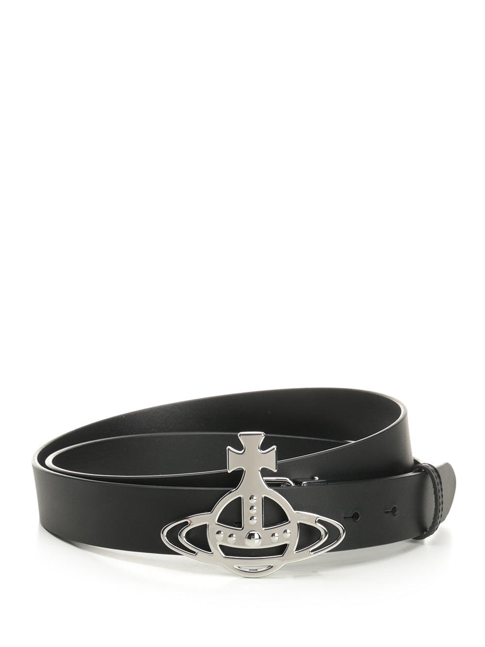 Vivienne Westwood Leather Belt With Orb Buckle Cinture - Nero | d7daec99c600f4c95923c5231ba7ea361e58a462