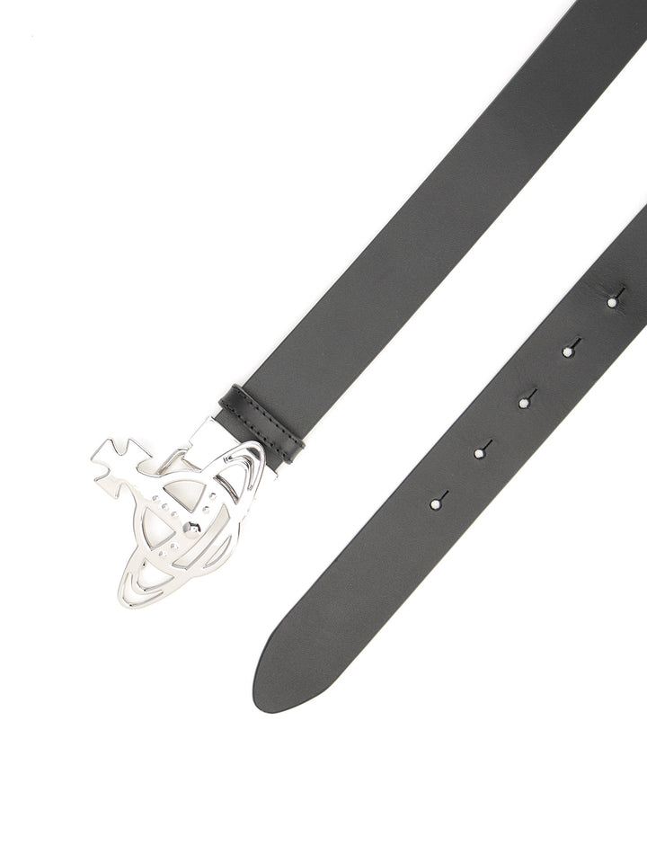 Vivienne Westwood Leather Belt With Orb Buckle Cinture - Nero | fd4ff46ec16c87d7715b0ebff1cccfcff50909ec