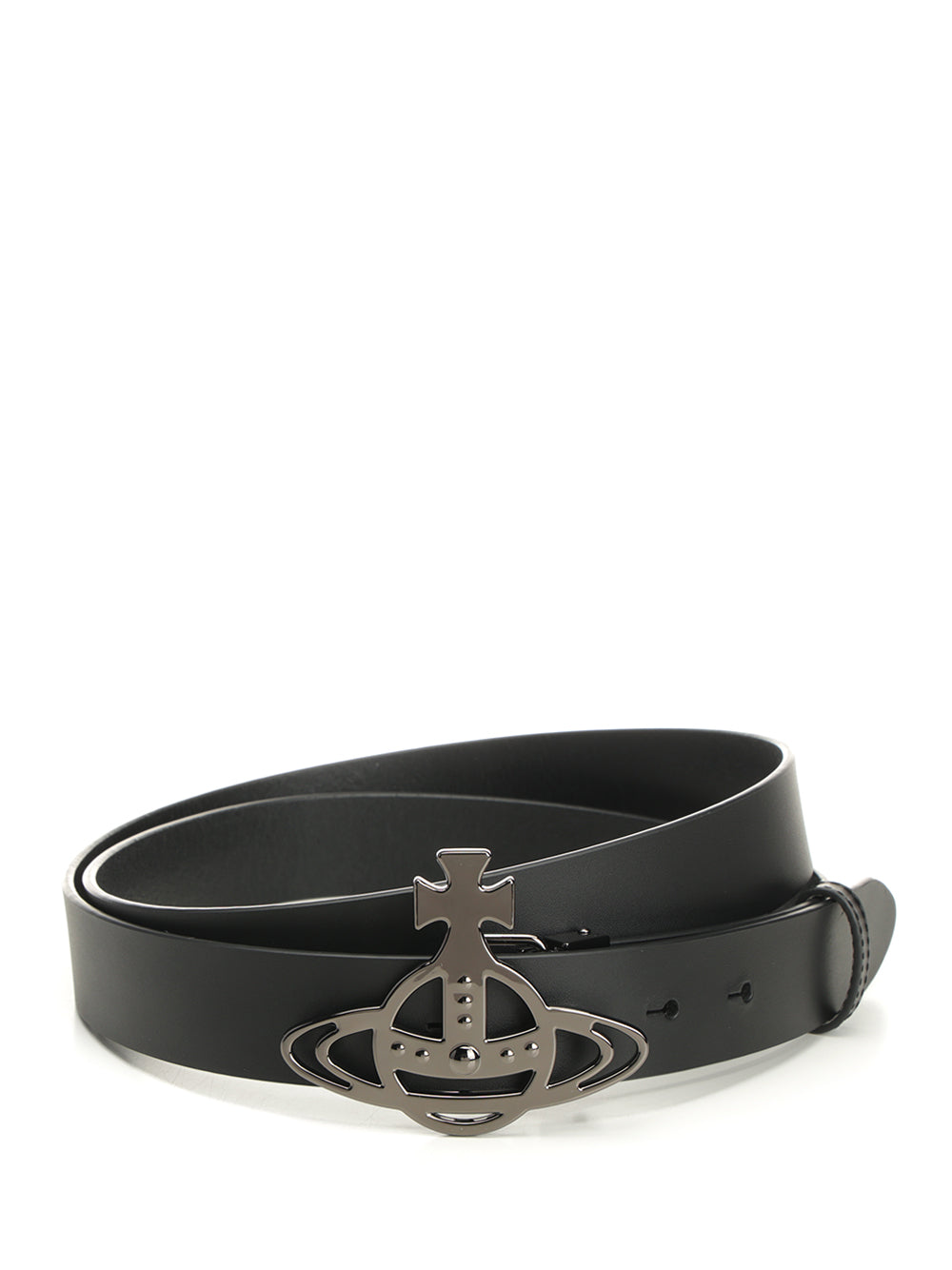 Vivienne Westwood Leather Belt With Orb Buckle Cinture - Nero | db027125b137d06bf17743a5294608ba1531e5be