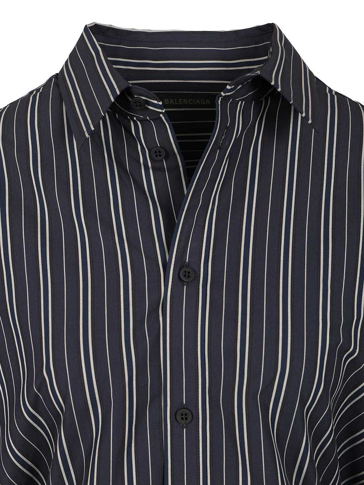 Balenciaga Semi-Fitted Shirt In Cotton Poplin Shirts - Blu | 7c383c15188adbfab5b8382a454458bdcd2e1105