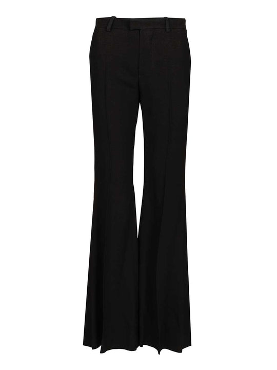 Flared Trousers In Black Flowing Viscose Jeans Nero