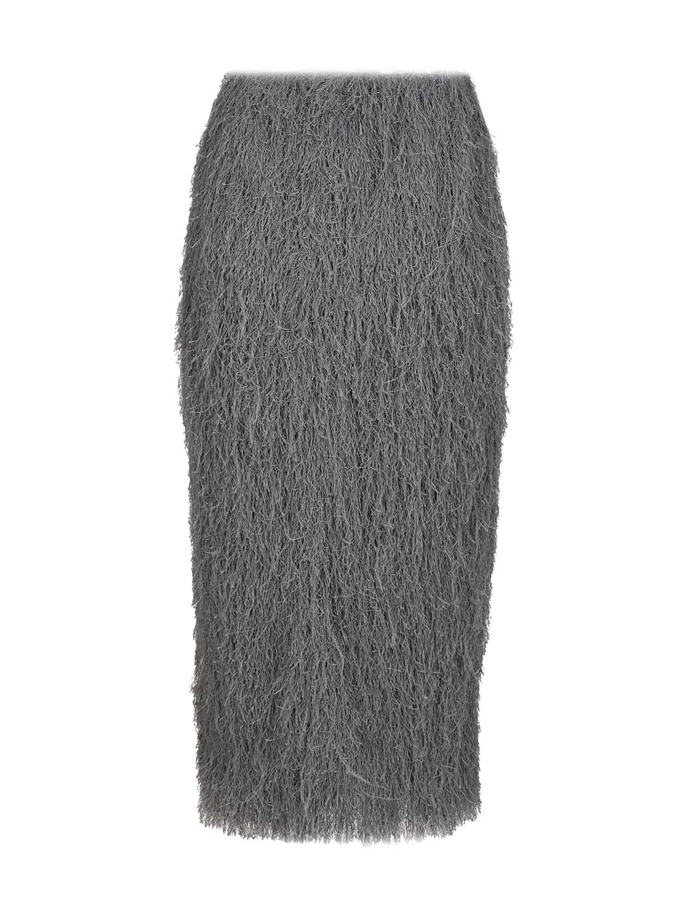 Dries Van Noten Fringed Skirt Gonne - Grey | 71d5673caeccf2eaf3c9a41847eab2e289af0ef5