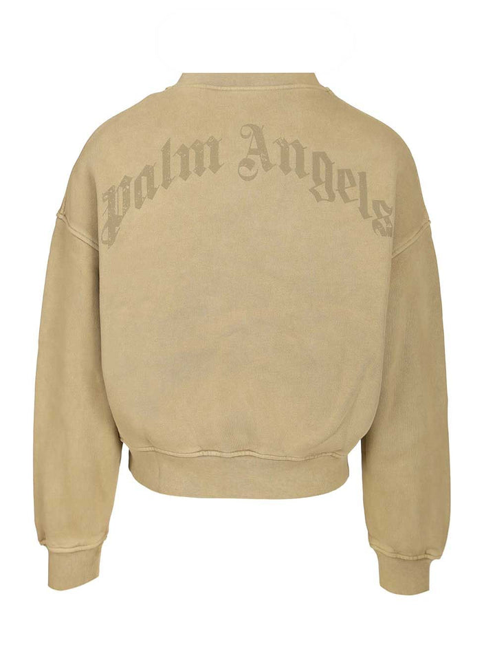 Palm Angels Curved Logo Sweatshirt Sweatshirts - Verde | 7e847ef5de1e439443ef7cbb4fac8dbbc2570d96