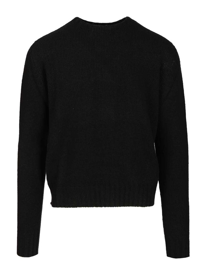 Palm Angels Curved Logo Sweater Sweatshirts - Nero | 184ac426c5fd260bda4e630a7e20ebc932950a94