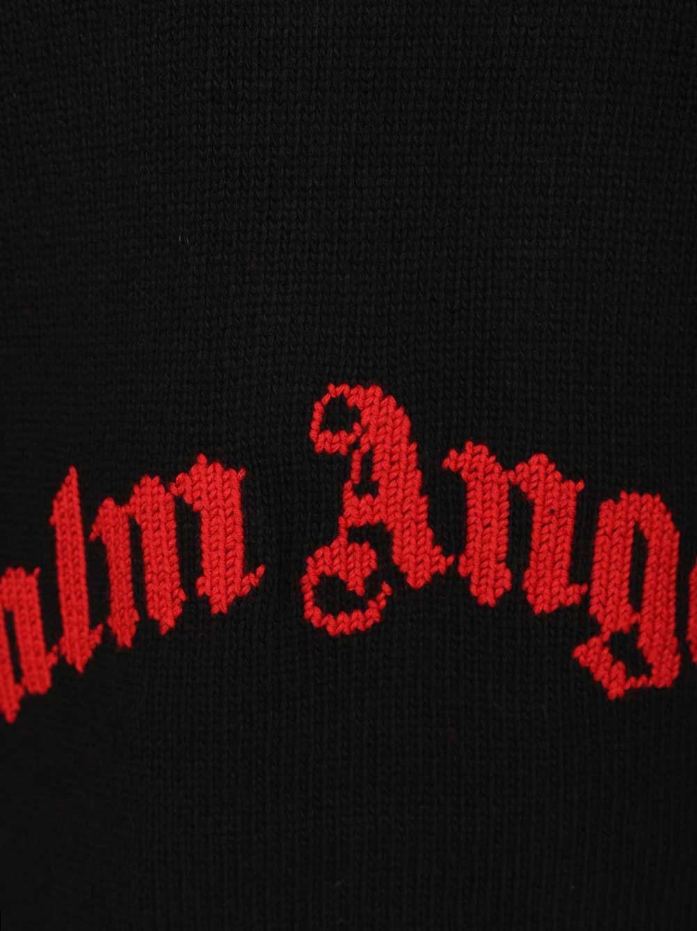 Palm Angels Curved Logo Sweater Sweatshirts - Nero | d07d9554229057cccb03b47b6f31e676967d80a8