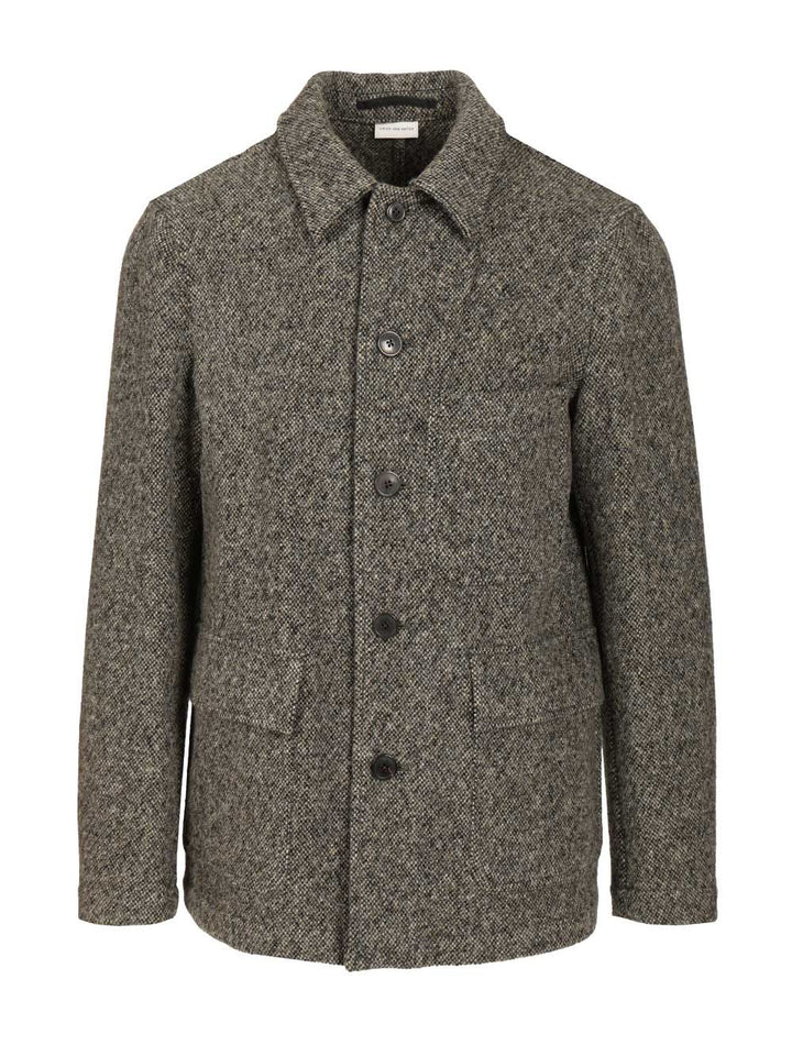 Dries Van Noten Wool Blend Jacket Coats - Grey | 40ada15aa31b9e695db1e0e3d78e603ecedb559f